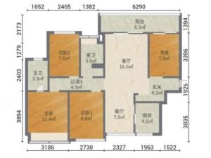 万科四季花城 4室2厅 122.14㎡ 精装_万科四季花城二手房户型图片2