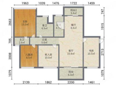 保利御江南小区5室2厅2卫户型图1