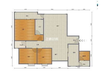 国华花园小区3室2厅1卫户型图1
