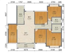 龙光城南区四期 5室2厅 118.39㎡ 毛坯_龙光城南区四期二手房户型图片2