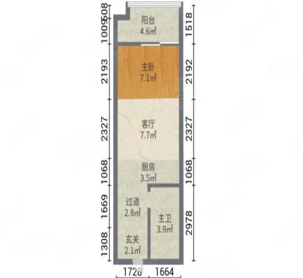 越秀星汇品峰小区1室1厅1卫户型图15