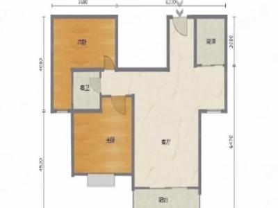 鸿馨园小区2室1厅1卫户型图3