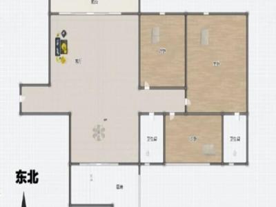 恒基花园北区小区2室2厅1卫户型图1