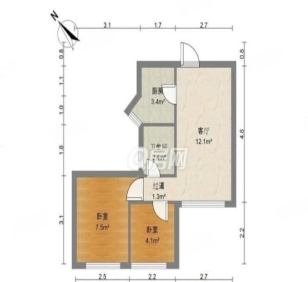 雅居乐逸湖居 2室2厅 44㎡ 精装_雅居乐逸湖居二手房户型图片4
